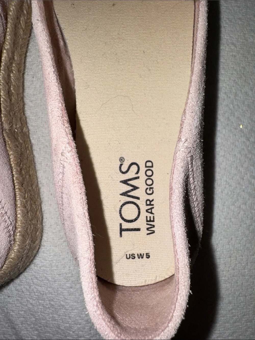 Toms Women's Light Pink Suede Espadrille Slip-Ons